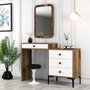 Hanah Home Lizbon 544 Cómoda con Espejo - Nogal y Blanco